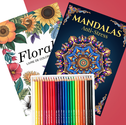 Pack Mandalas+Florals+24 couleurs